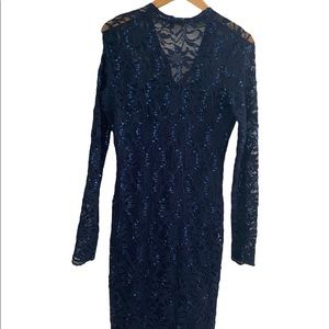 MARINA navy blue evening dress, Marina size 6, sexy in elegant lace dress,